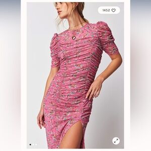 floral pink midi dress